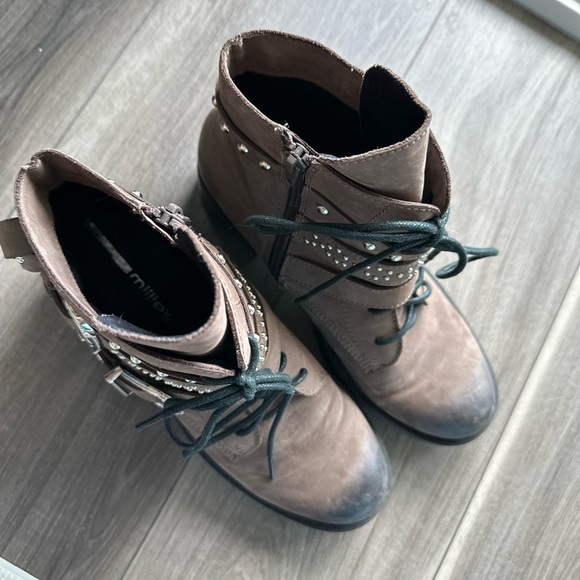 Millie’s Brown Leather Ankle Boots with Silver Accents - Picture 4 of 10